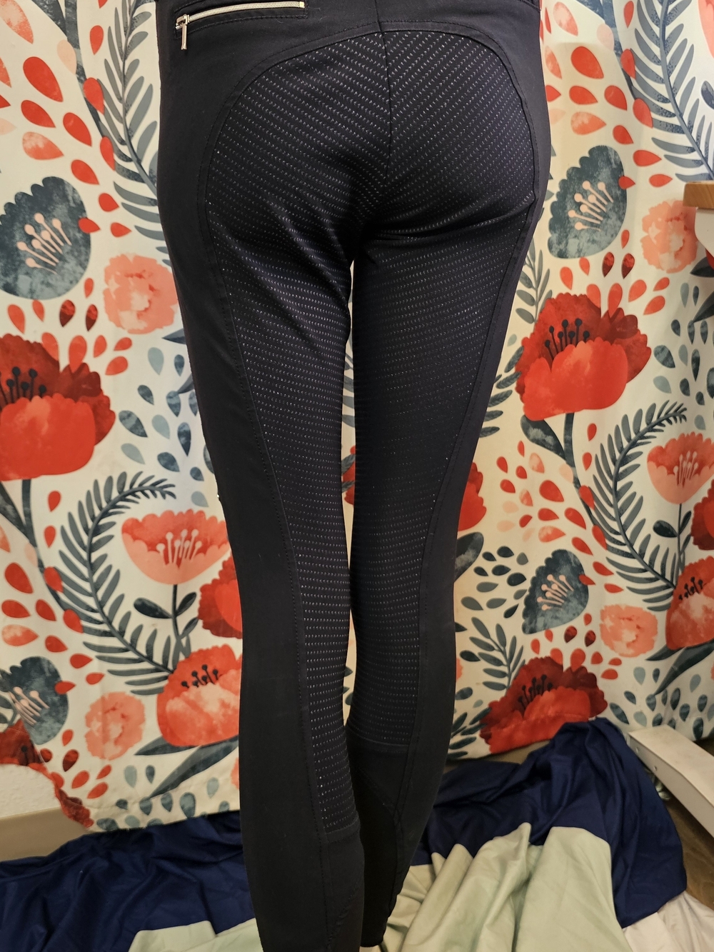 Equiline Women's Navy Riding Leggings with Full Seat - Picture 3 of 7